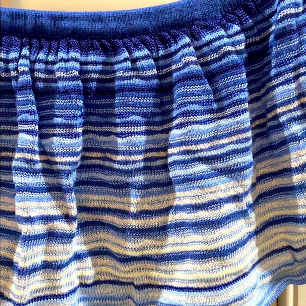 WHBM Blue beige warm white metallic striped top - Picture 2 of 2